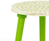 Bone Inlay Side Table Polka Dot Lime Green 2